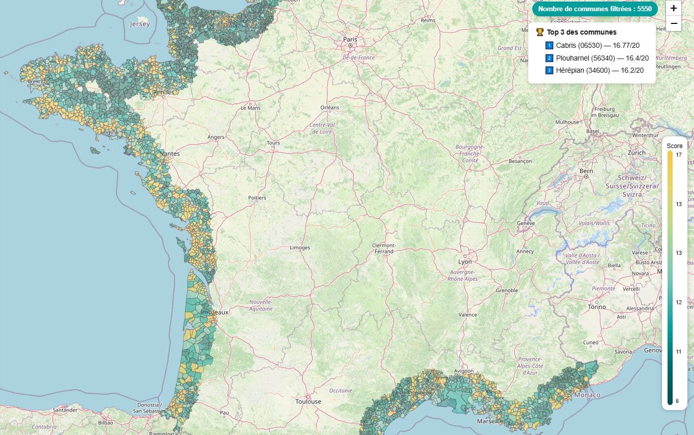 Carte interactive des communes pour choisir sa retraite